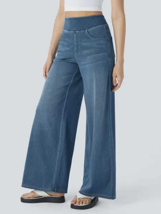 NWT Halara Flex High Waisted Pull On Baggy Wide Leg Jeans Denim Pants Size XL - Picture 3 of 12